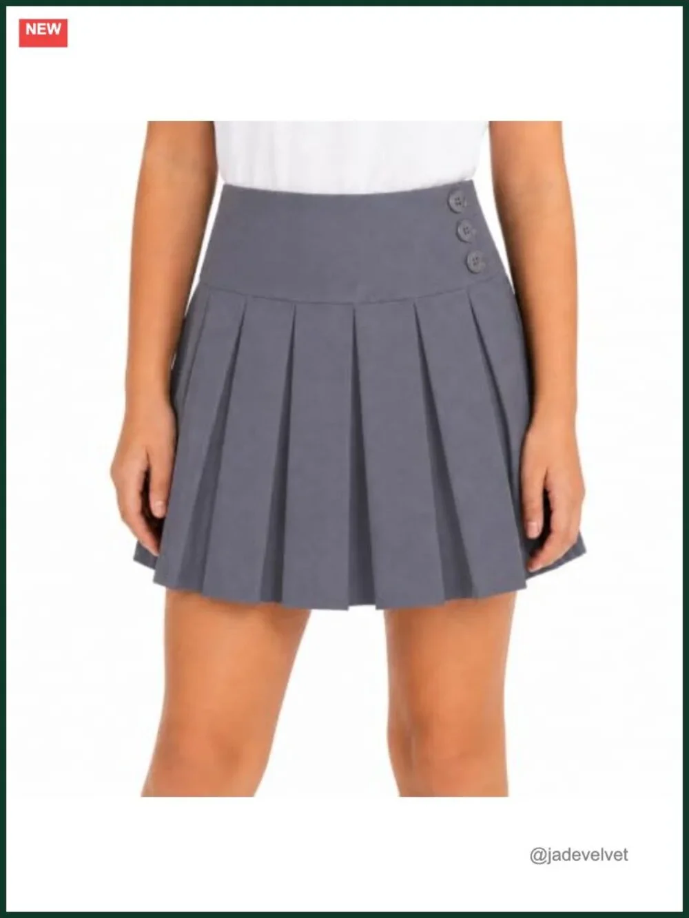 Girls School Uniform Pleated Skort Adjustable Waist Stretchy
